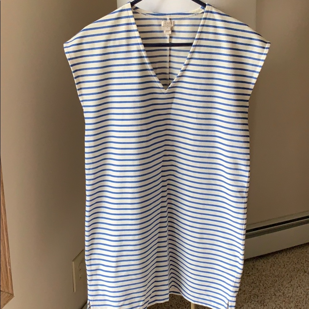 J. Crew summer dress, striped white/blue, small